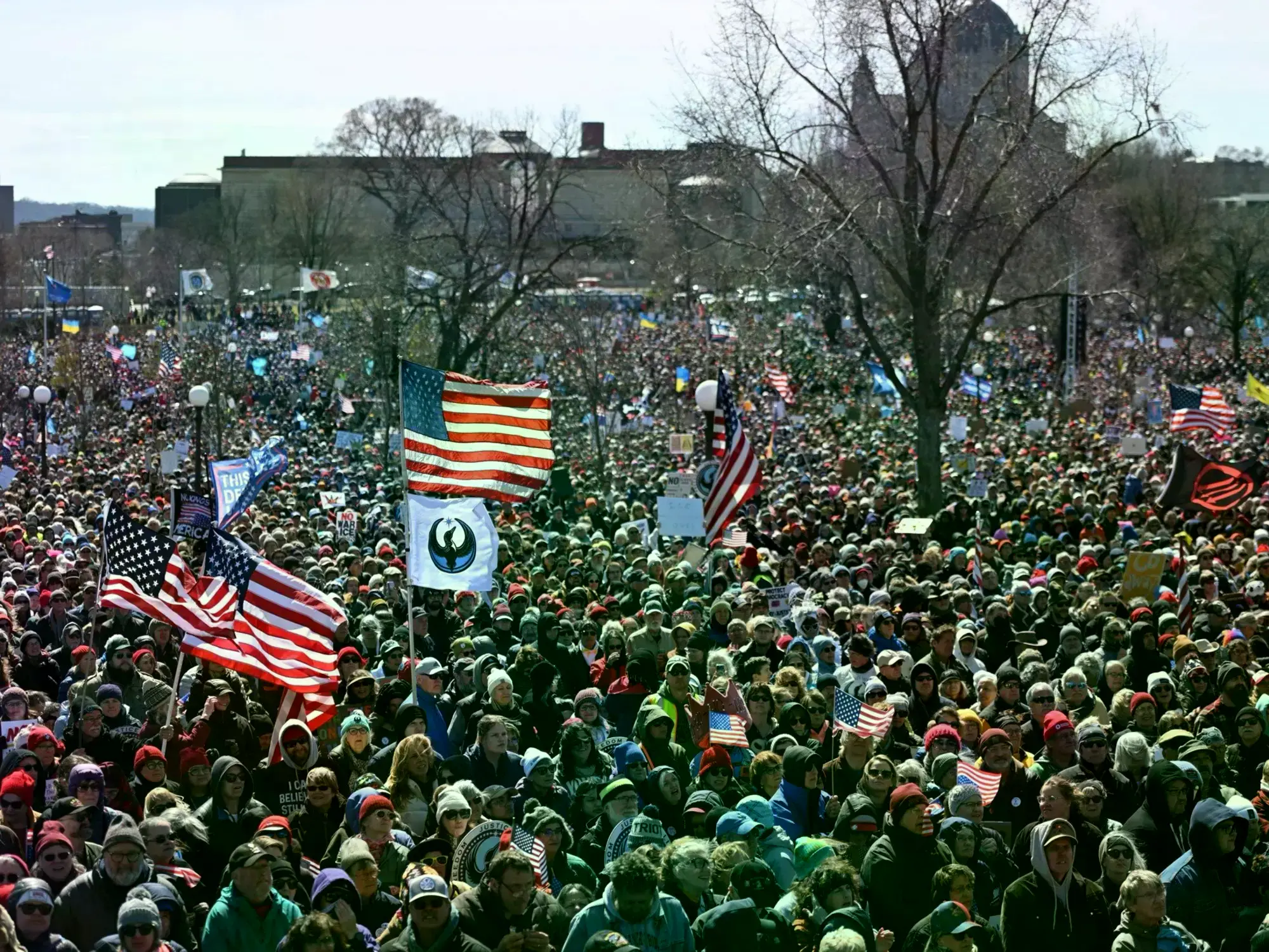 La protesta contra Donald Trump en Saint Paul, Minnesota, este sábado.