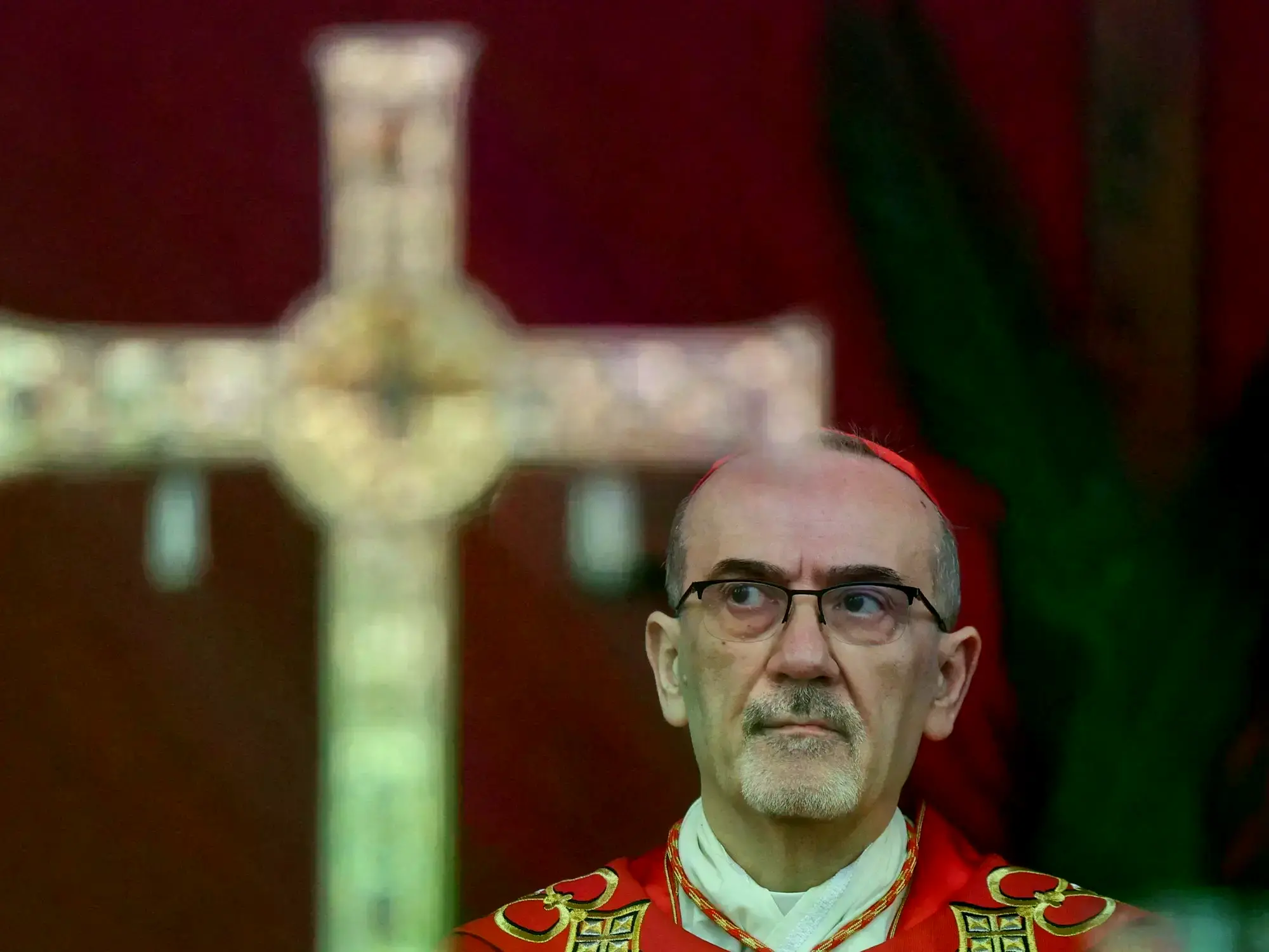 El cardenal Pierbattista Pizzaballa, Patriarca Latino de Jerusalén, oficia una misa de oración con motivo del Domingo de Ramo
