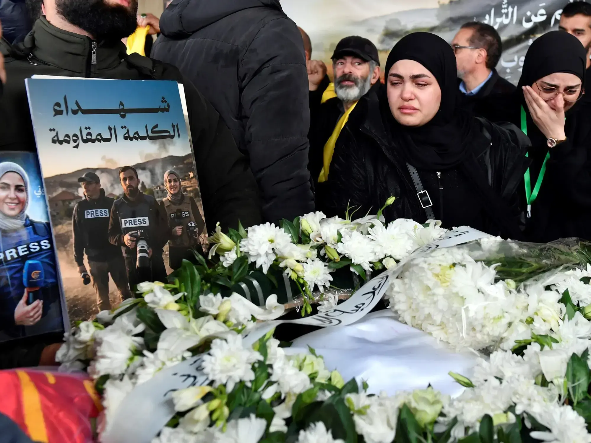 Funerales de los periodistas muertos en Líbano.