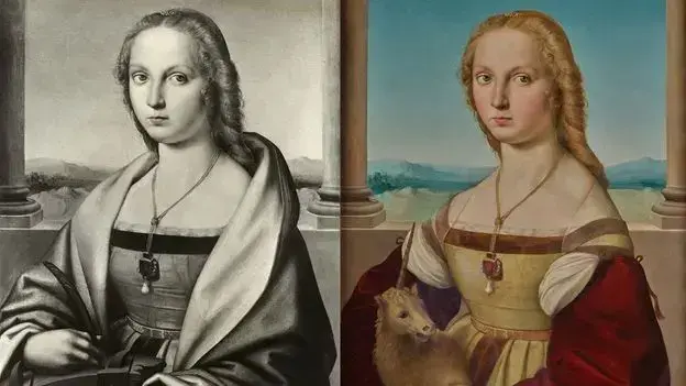 Retrato de una joven con un unicornio, de Rafael, en la Galleria Borghese.