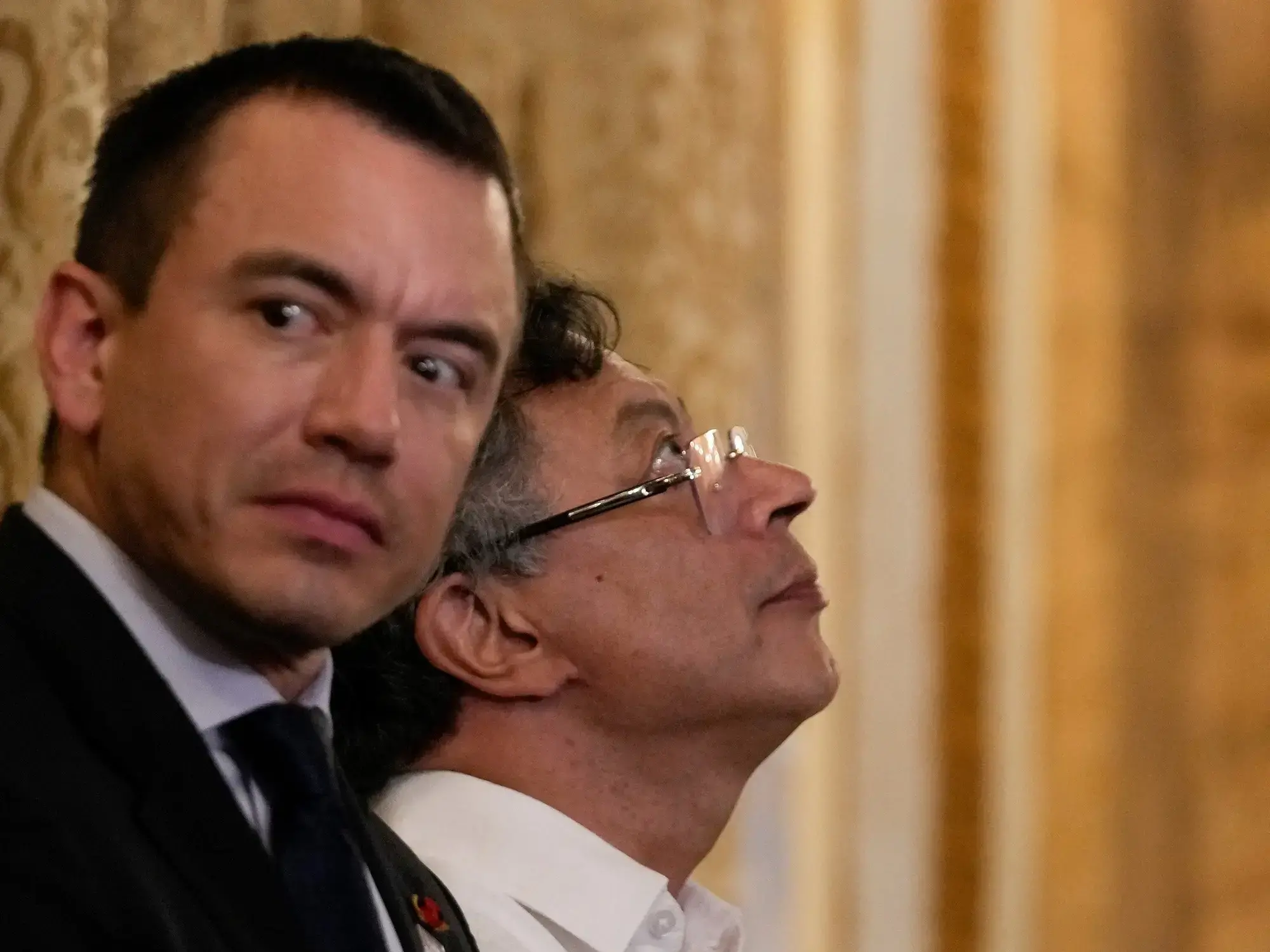 Gustavo Petro y Daniel Noboa en Panamá, en enero.