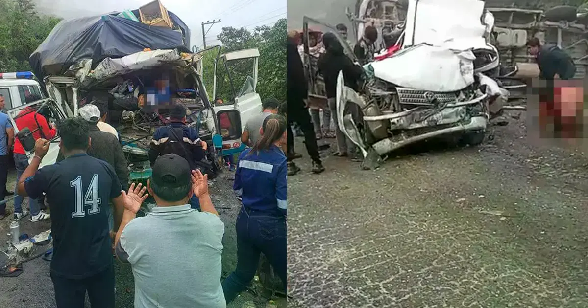 Varios vehículos afectados en la vía tras el choque múltiple.