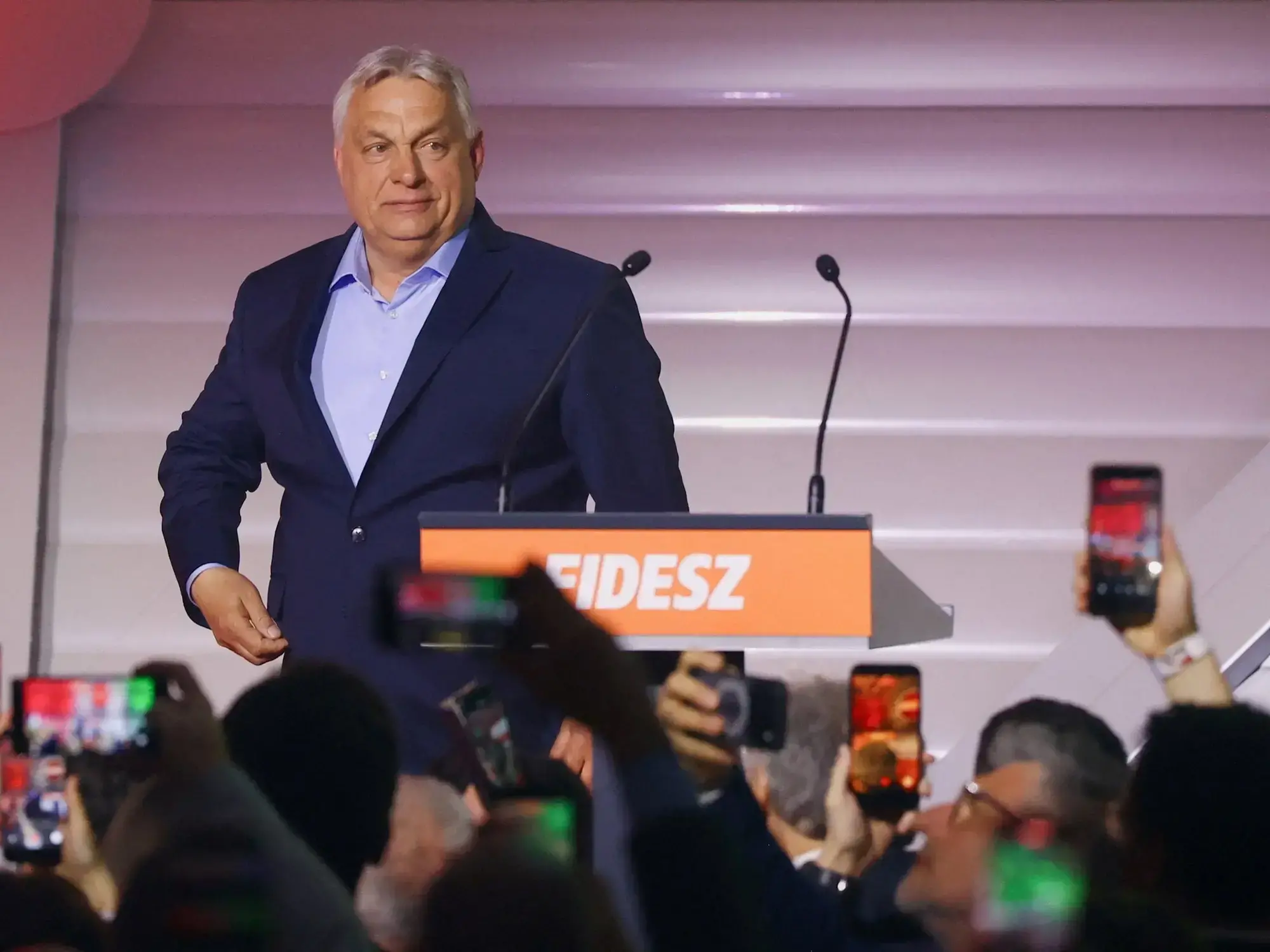 El premier Viktor Orbán durante un acto de campaña en Budapest