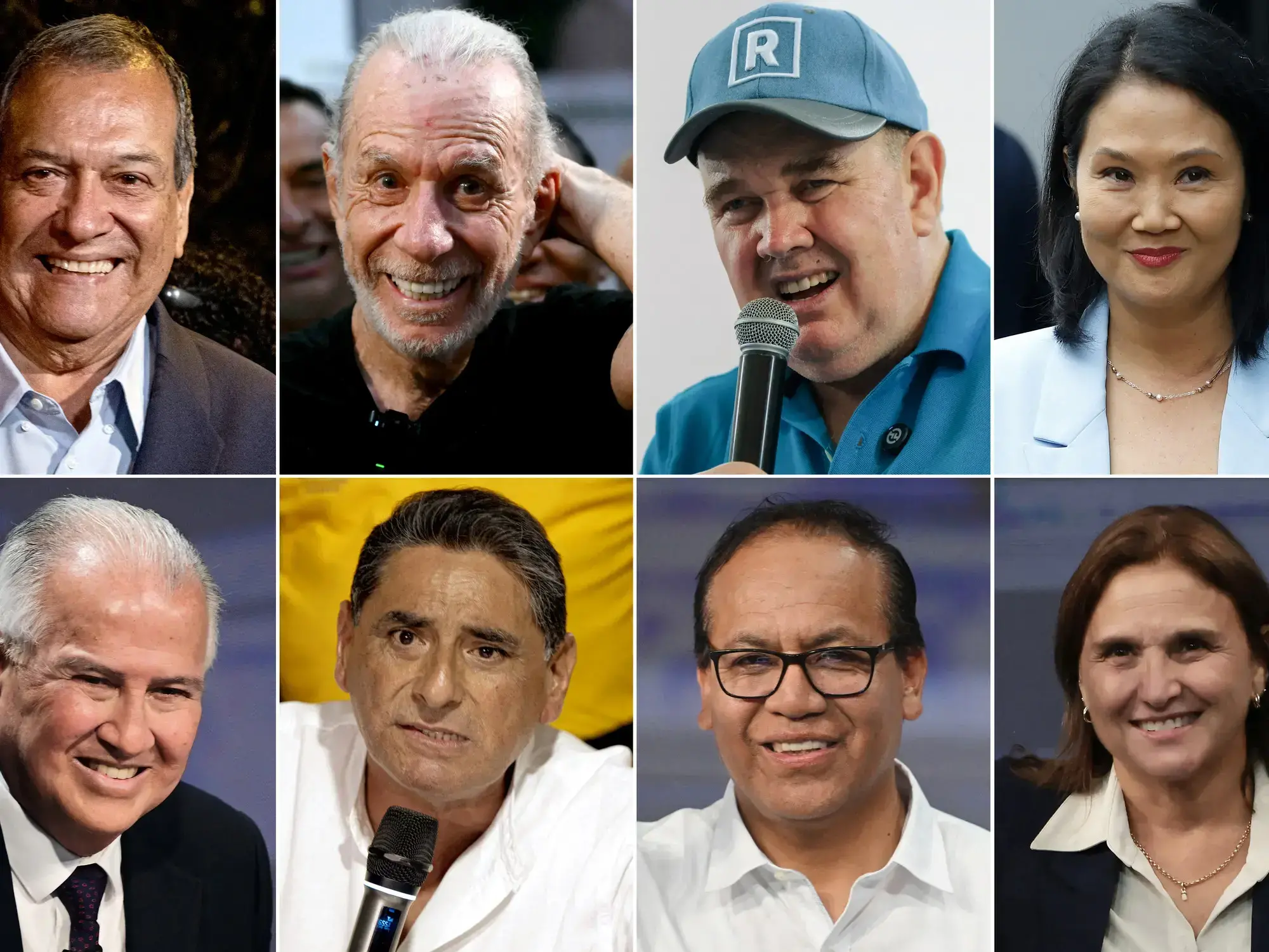 Candidatos presidenciales peruanos en campaña electoral.