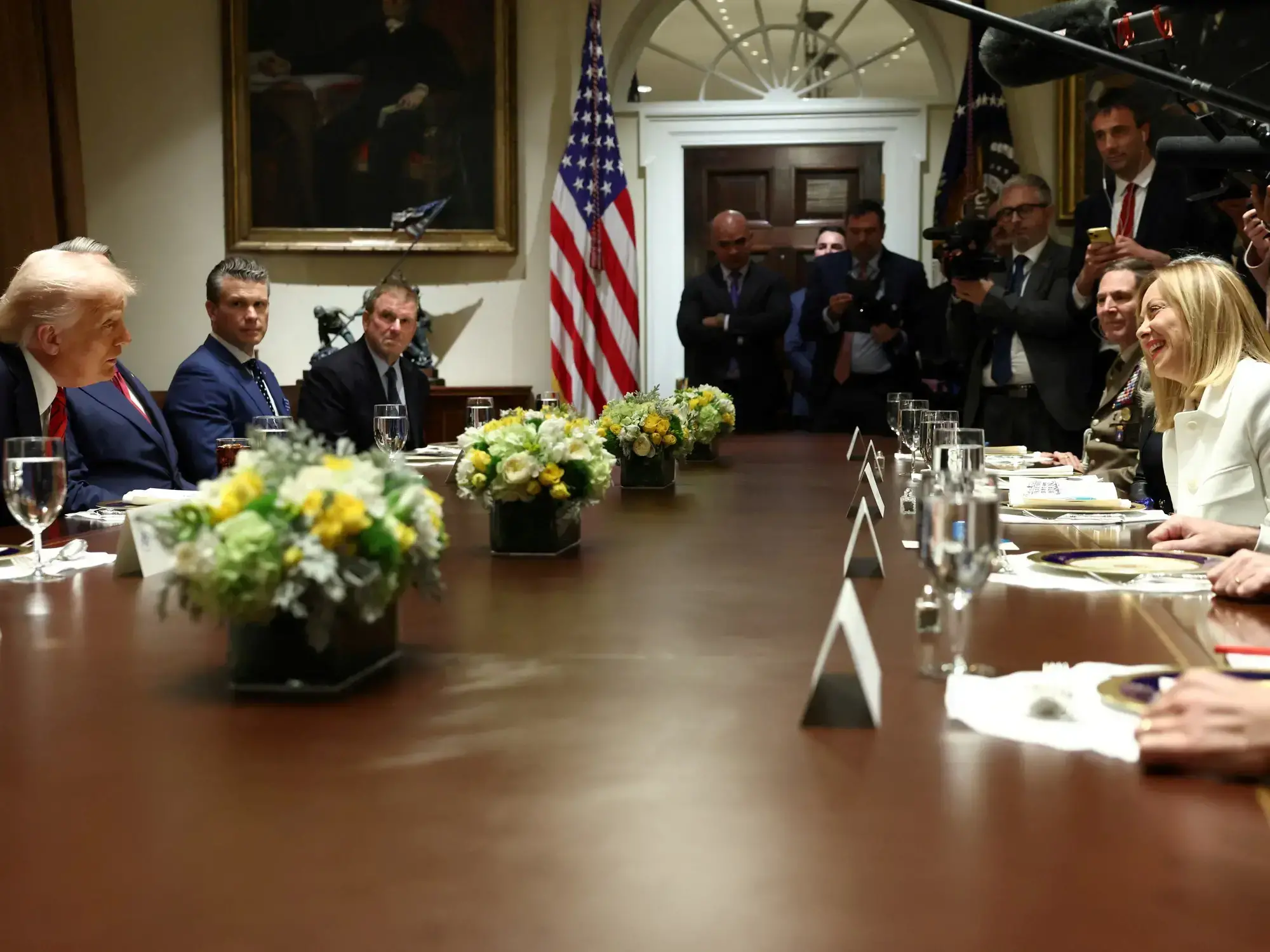 Meloni, durante una visita a Trump en abril de 2025.