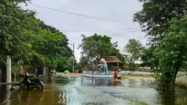 La comunidad de Puerto Ballivián, a pocos kilómetros de Trinidad, afectada por las lluvias.