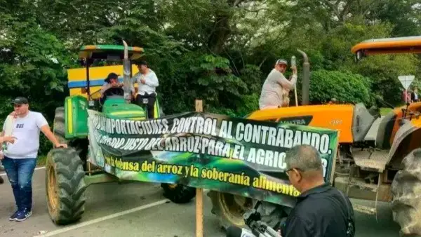 Productores protestan por el arroz importado en Beni.