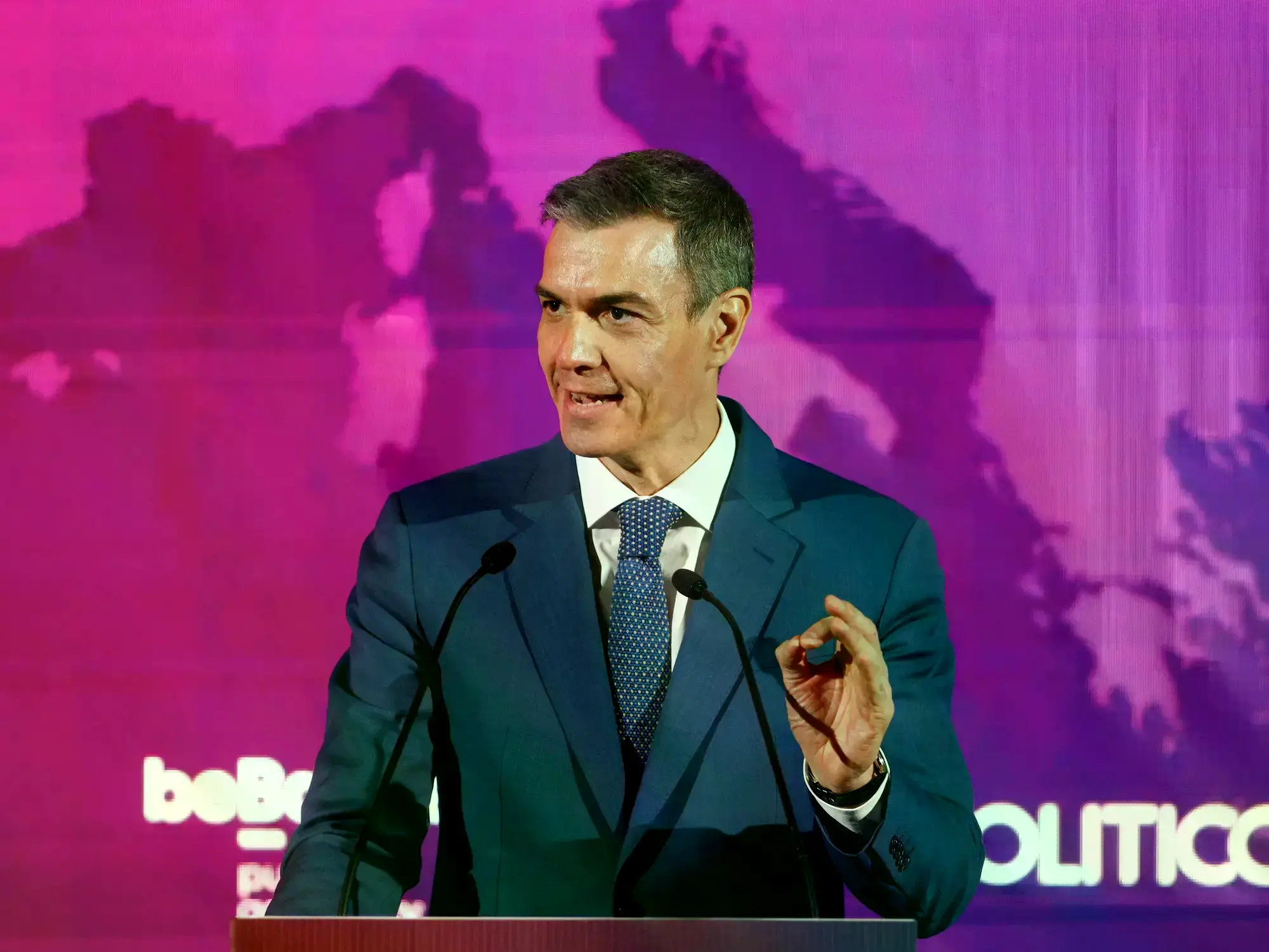 El presidente del Gobierno, Pedro Sánchez, durante su intervención en el 'European Pulse Forum' en Barcelona.