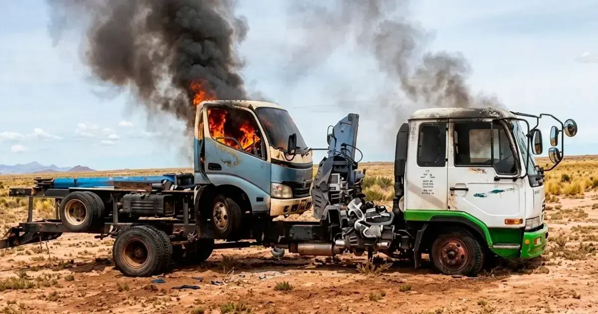 Vehículos quemados.