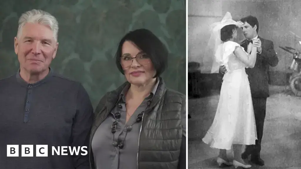 La pareja de novios, Iryna y Serhiy, el día de su boda en Pripyat.