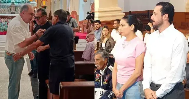 Los candidatos Juan Pablo Velasco y Otto Ritter asisten a misa en la Catedral de Santa Cruz.