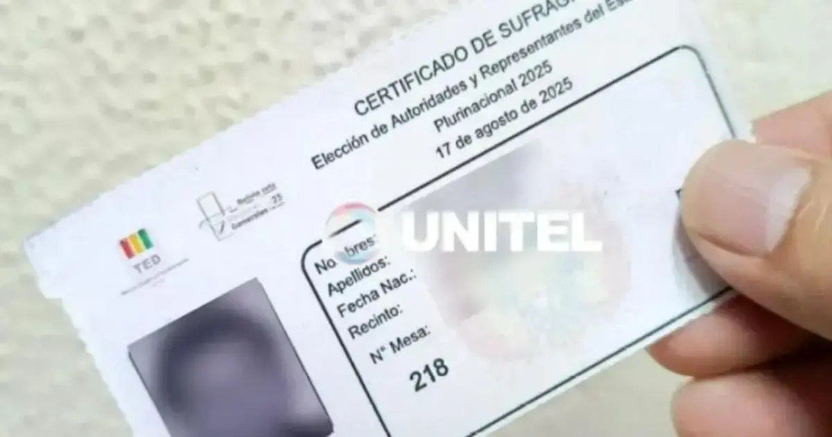 El certificado de sufragio emitido por el TSE.