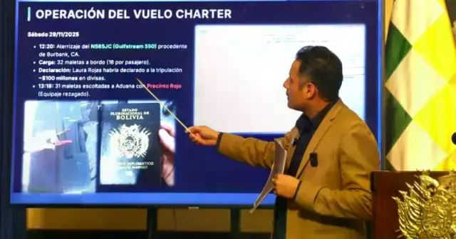 El vicepresidente Edmand Lara en su exposición sobre el caso 'Maletas'.