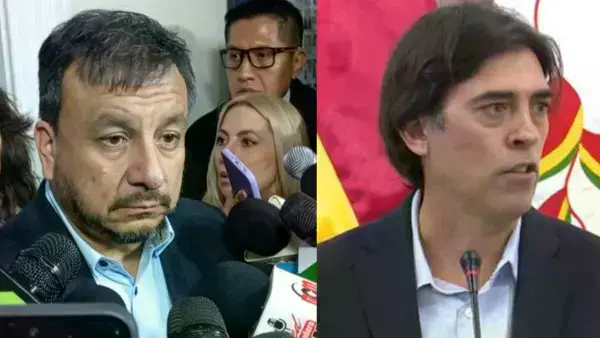 Los Ministros de Hidrocarburos, Mauricio Medinaceli, y de Obras Públicas, Mauricio Zamora.