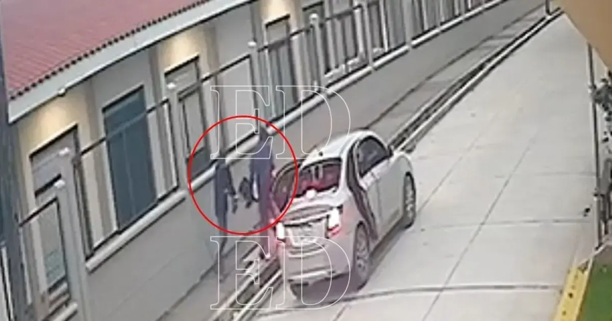 Momento del forcejeo entre la estudiante y los dos delincuentes.