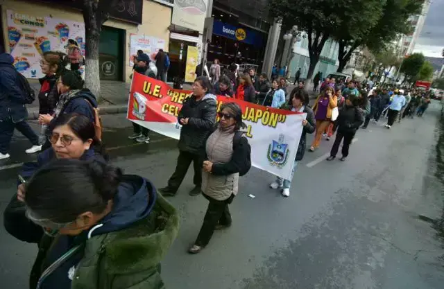 La movilización de los maestros, el pasado miércoles, en La Paz.