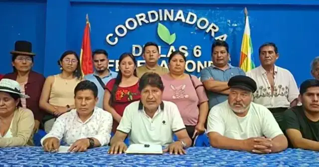 Evo Morales en conferencia de prensa desde su reducto político.