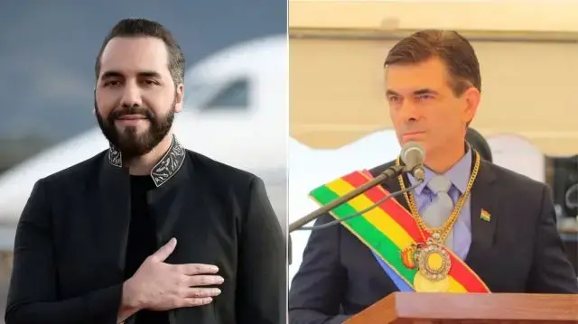 Los presidentes de El Salvador y Bolivia, Nayib Bukele (i) y Rodrigo Paz.