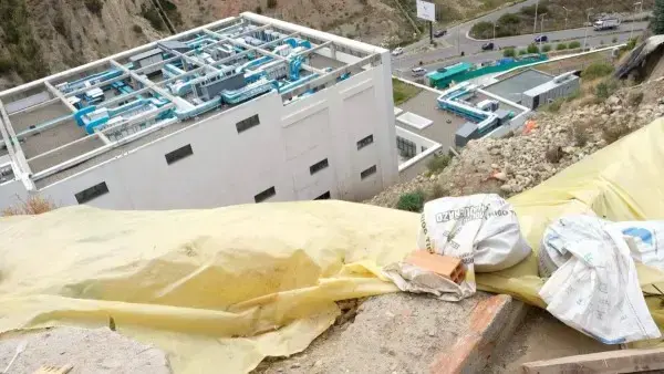 Parte posterior del Gastroenterológico donde se produjo el derrumbe.