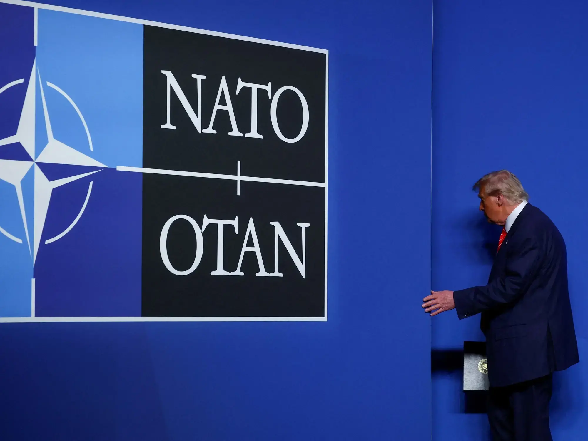 Donald Trump, tras una conferencia de prensa durante la cumbre de la OTAN en La Haya, Países Bajos, en junio de 2025.