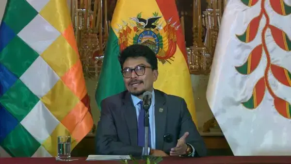 El ministro de Relaciones Exteriores, Fernando Aramayo, en una captura de video.