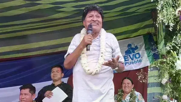 El expresidente Evo Morales participa en un acto político en el Trópico de Cochabamba.