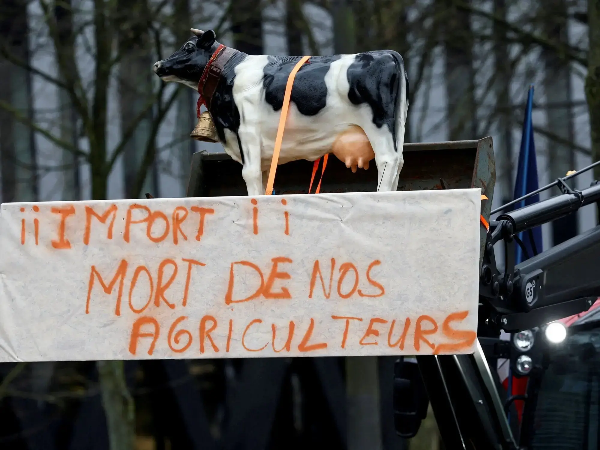 Protesta de ganaderos franceses contra el acuerdo Mercosur-UE.