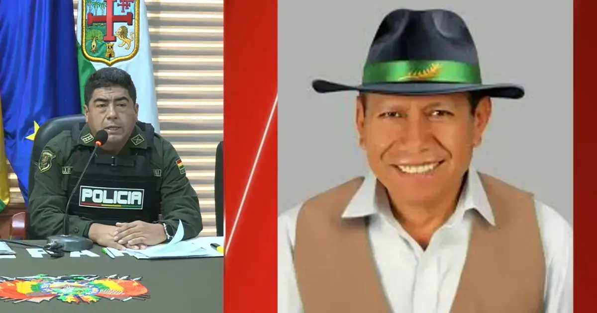 David Gómez, comandante departamental de la Policía en Santa Cruz, informa sobre el asesinato del magistrado Víctor Hugo Clau