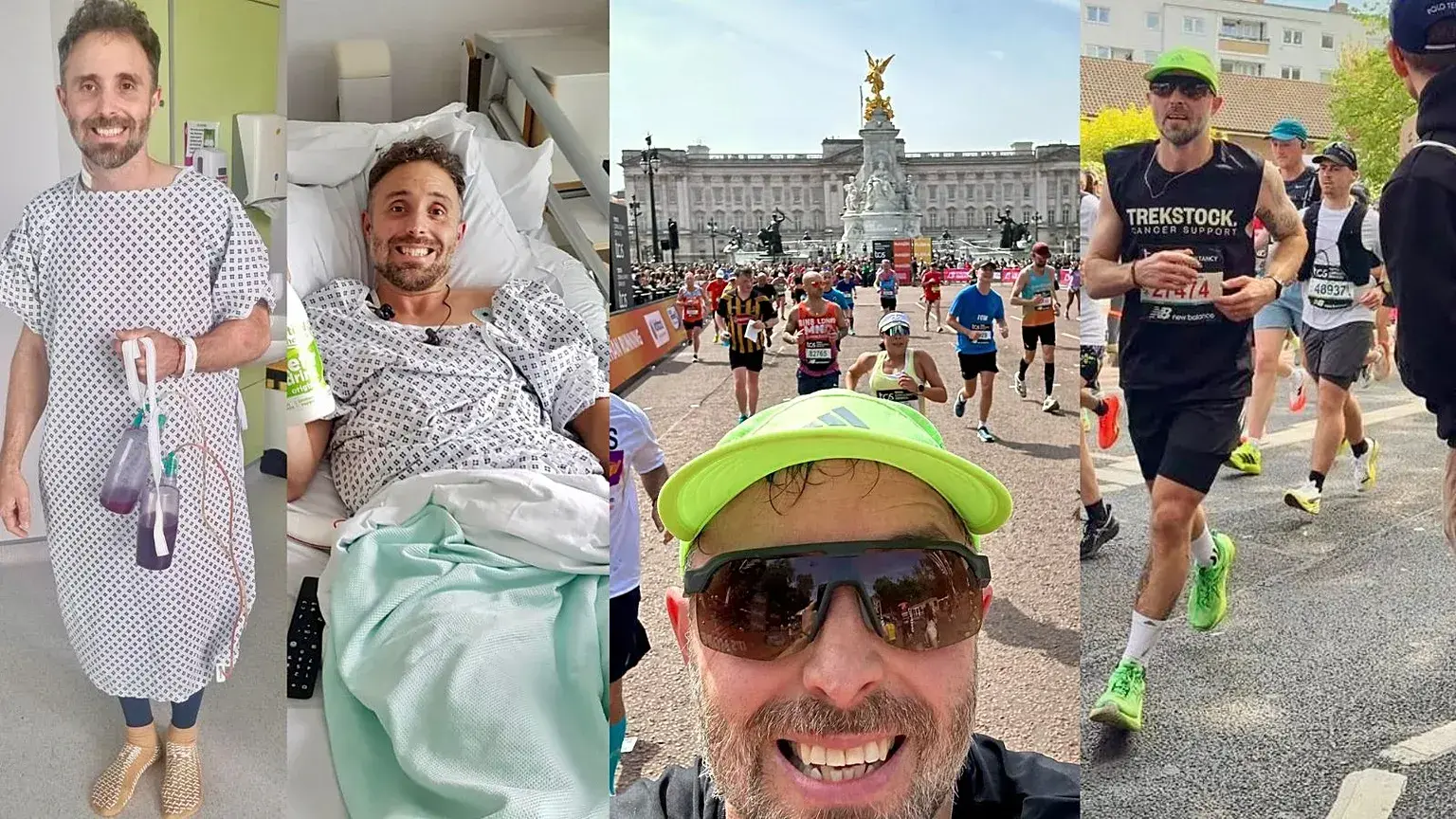 Andy Spary corre durante el maratón de Londres.