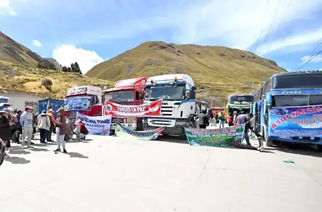 Uno de los puntos de bloqueo de organizaciones campesinas.