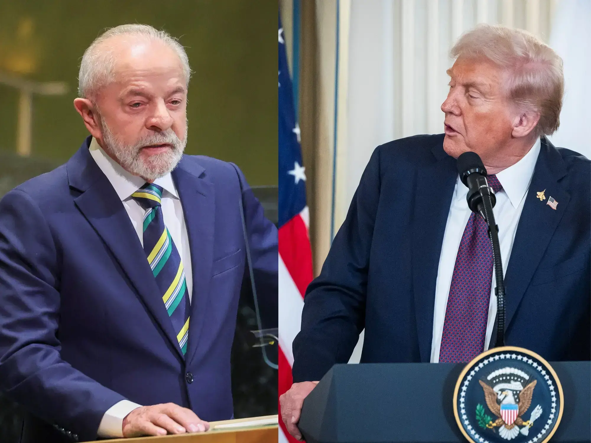 Combo de fotografías de archivo del presidente de Brasil, Luiz Inácio Lula da Silva, y el presidente de Estados Unidos, Donal