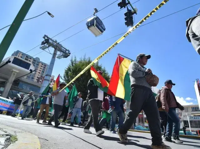 La marcha indígena en la ciudad de La Paz.