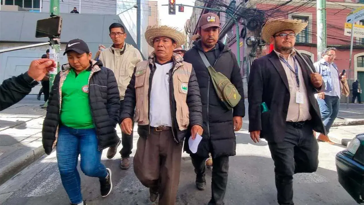 Dirigentes de la marcha campesina-indígena.