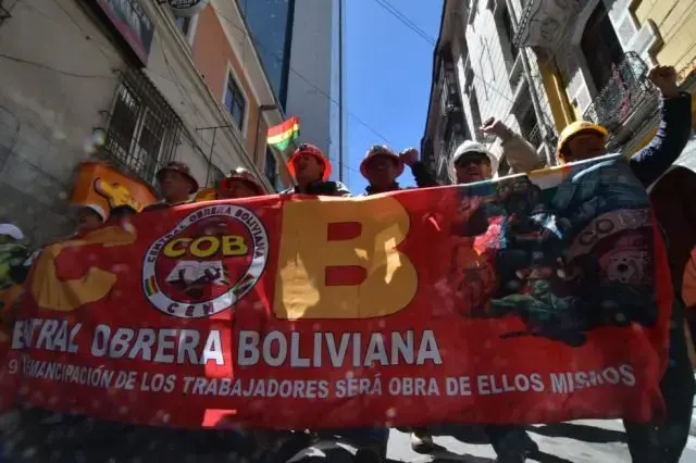 Una movilización anterior de la Central Obrera Boliviana.