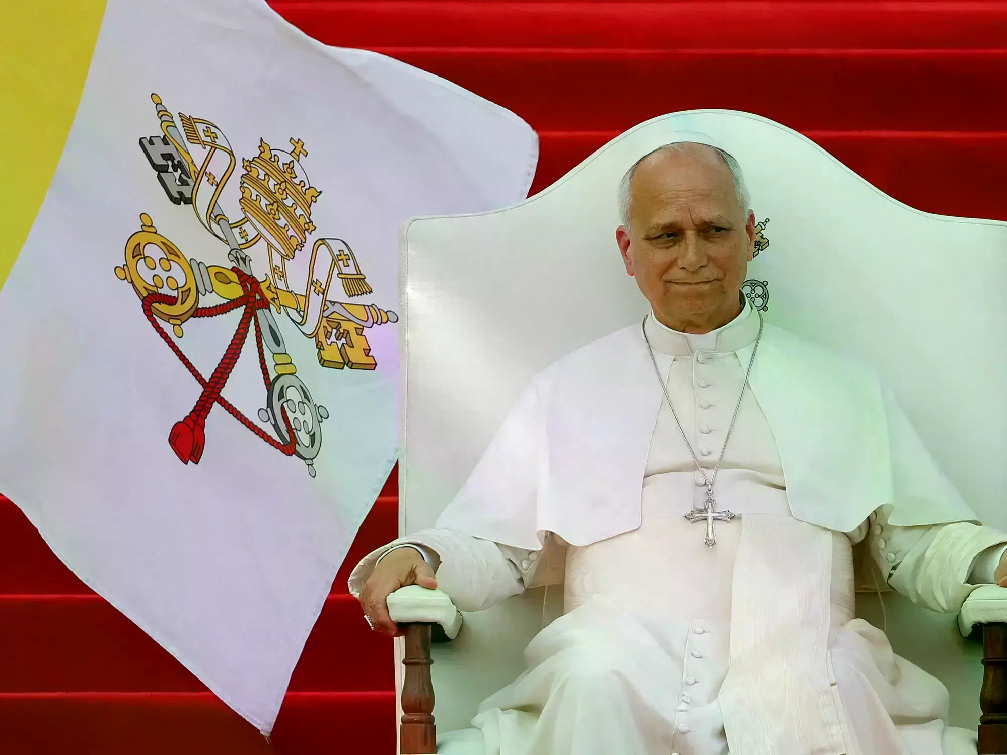 El papa León XIV asiste a un encuentro con representantes del mundo de la cultura en el campus León XIV de la Universidad Nac