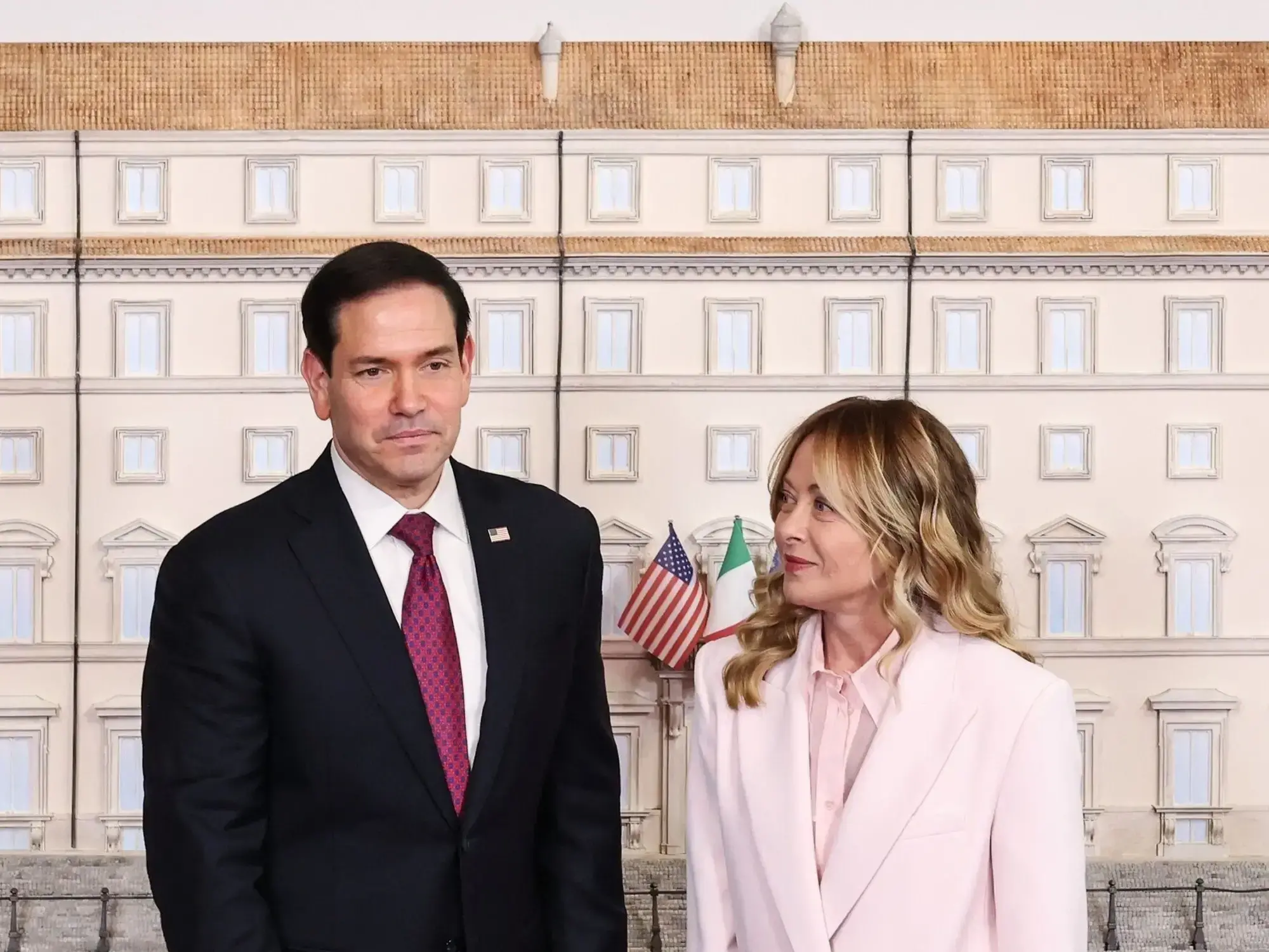 Giorgia Meloni y Marco Rubio, en el Palacio Chigi