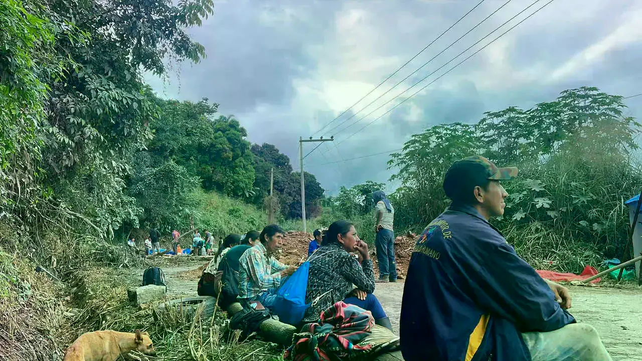 Un punto de bloqueo en Caranavi.