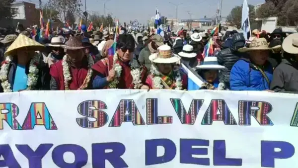 Marcha de Morales y sus seguidores en 2024.