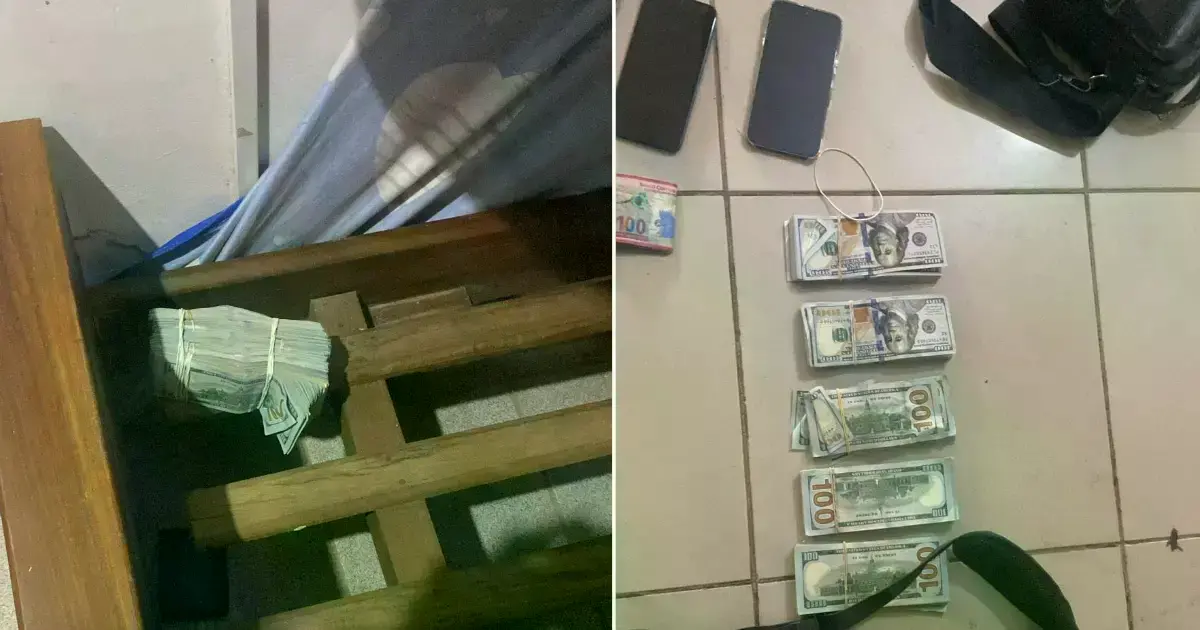 Parte del dinero hallado en el allanamiento