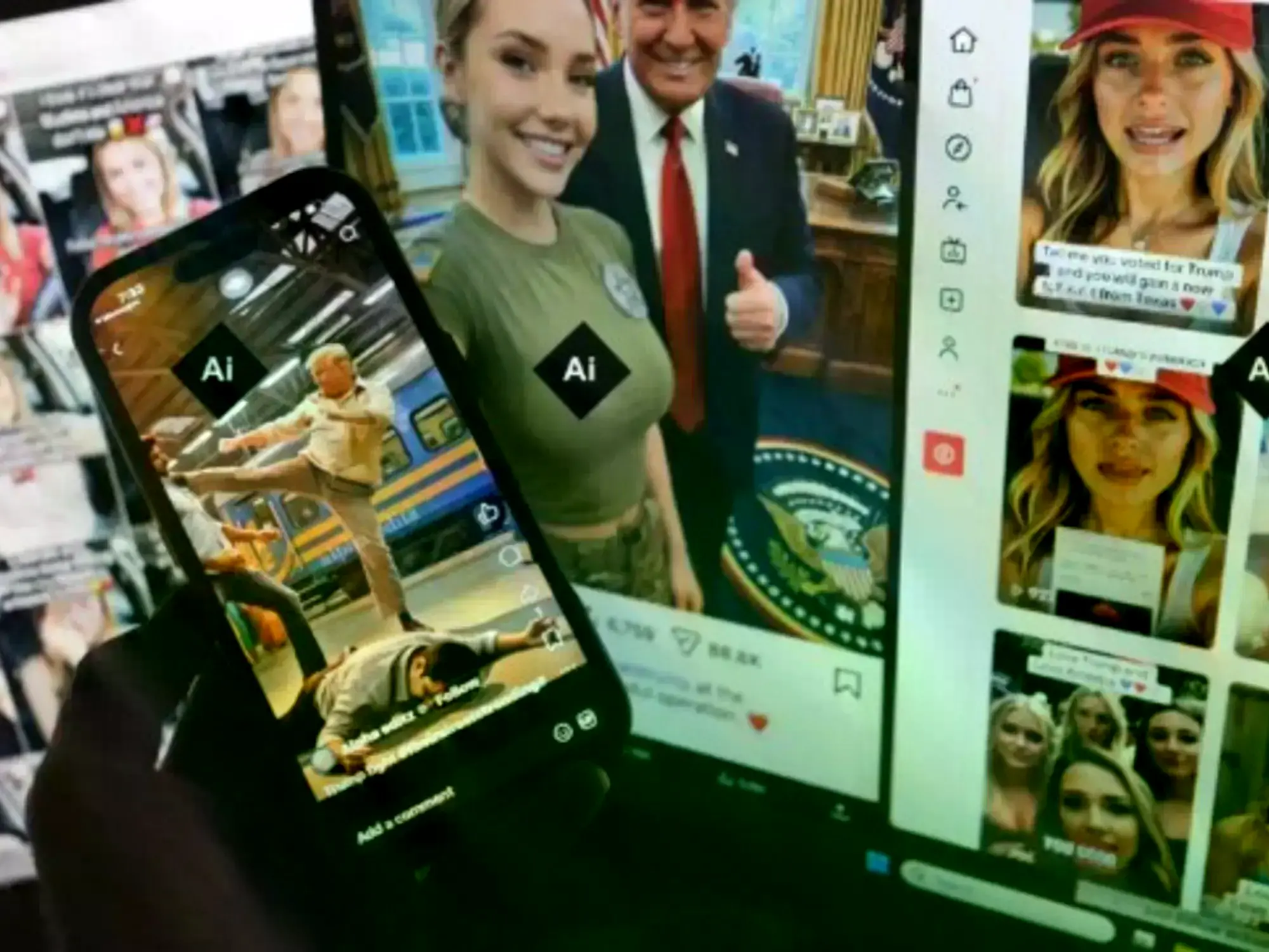 Mujeres creadas por inteligencia artificial hacen campaña por Donald Trump.