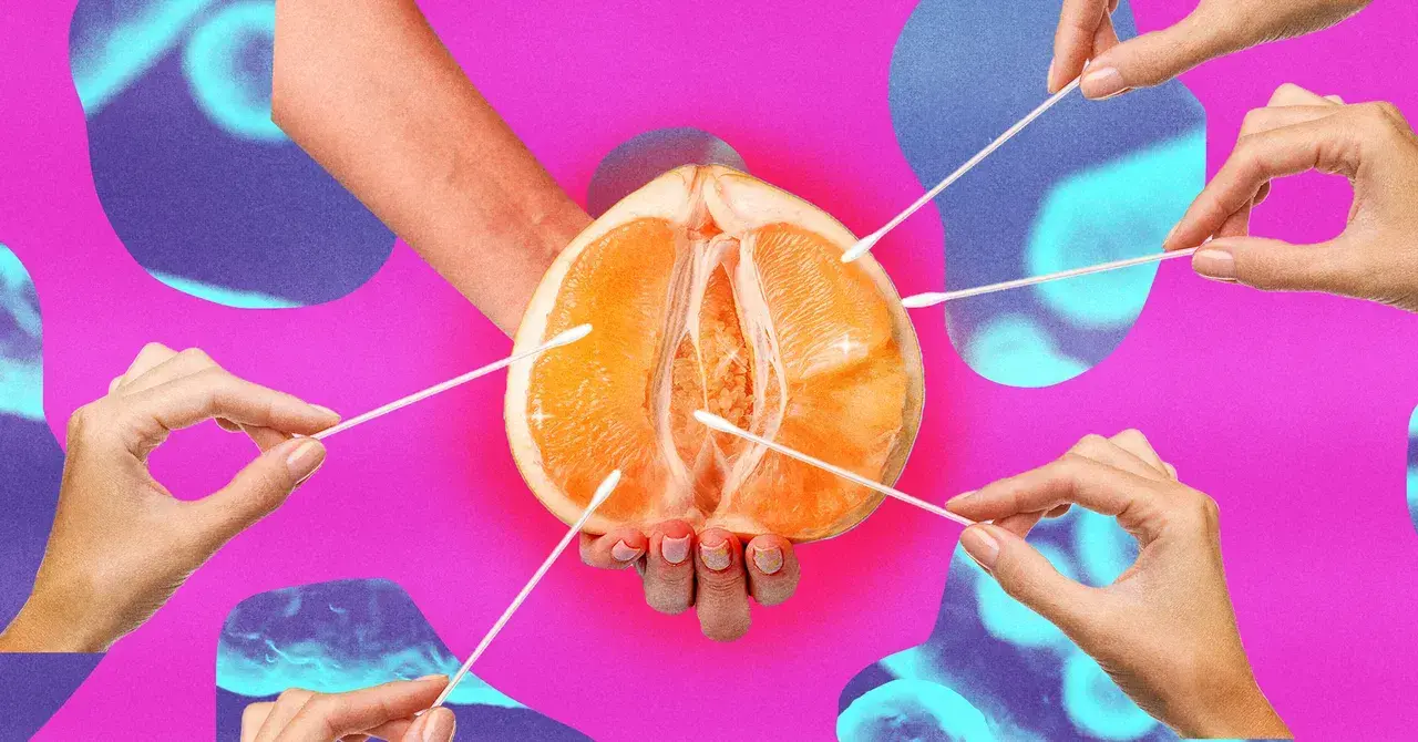 Foto-ilustracion de una prueba de microbioma vaginal.