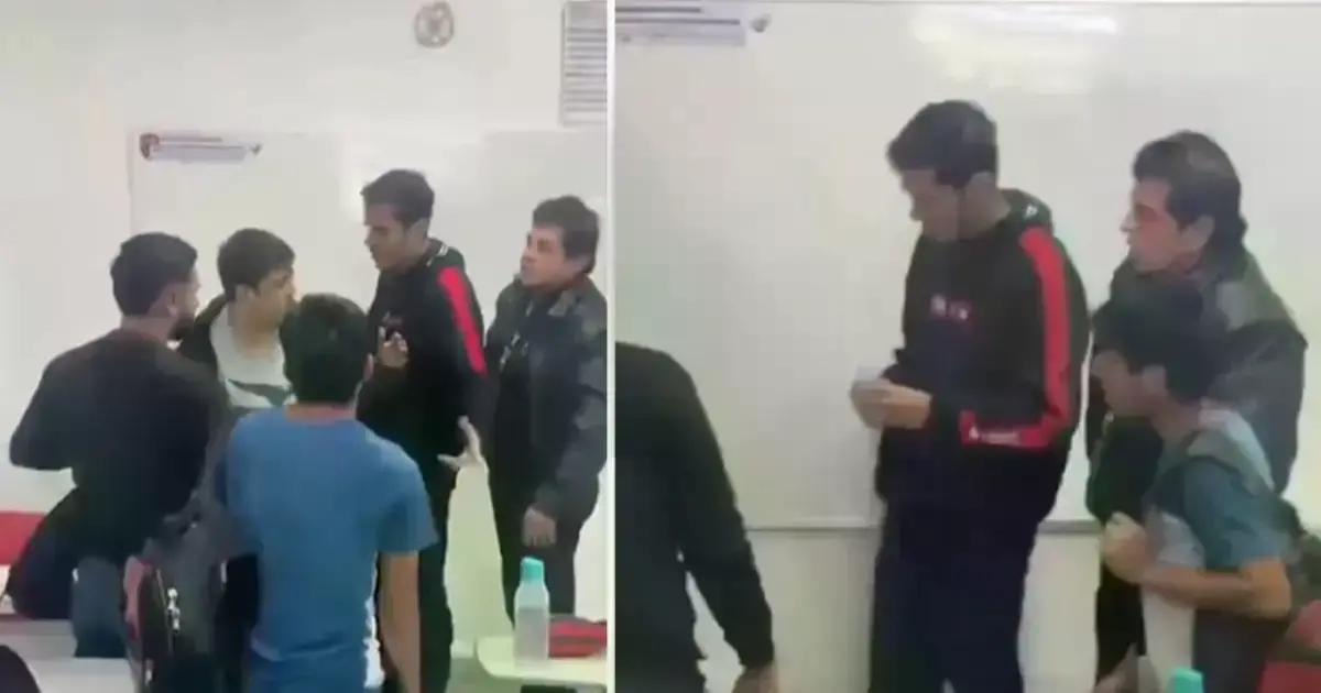 Momento del altercado en el aula de la Uagrm