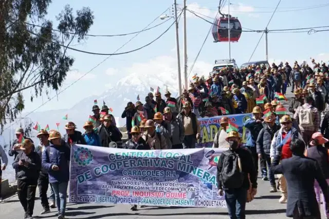 La marcha de la Federación de Cooperativas Mineras.