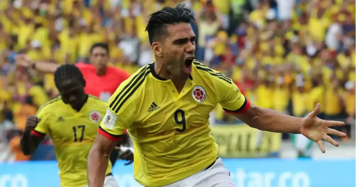 El 'Tigre' Falcao celebrando un gol con la camiseta de Colombia.