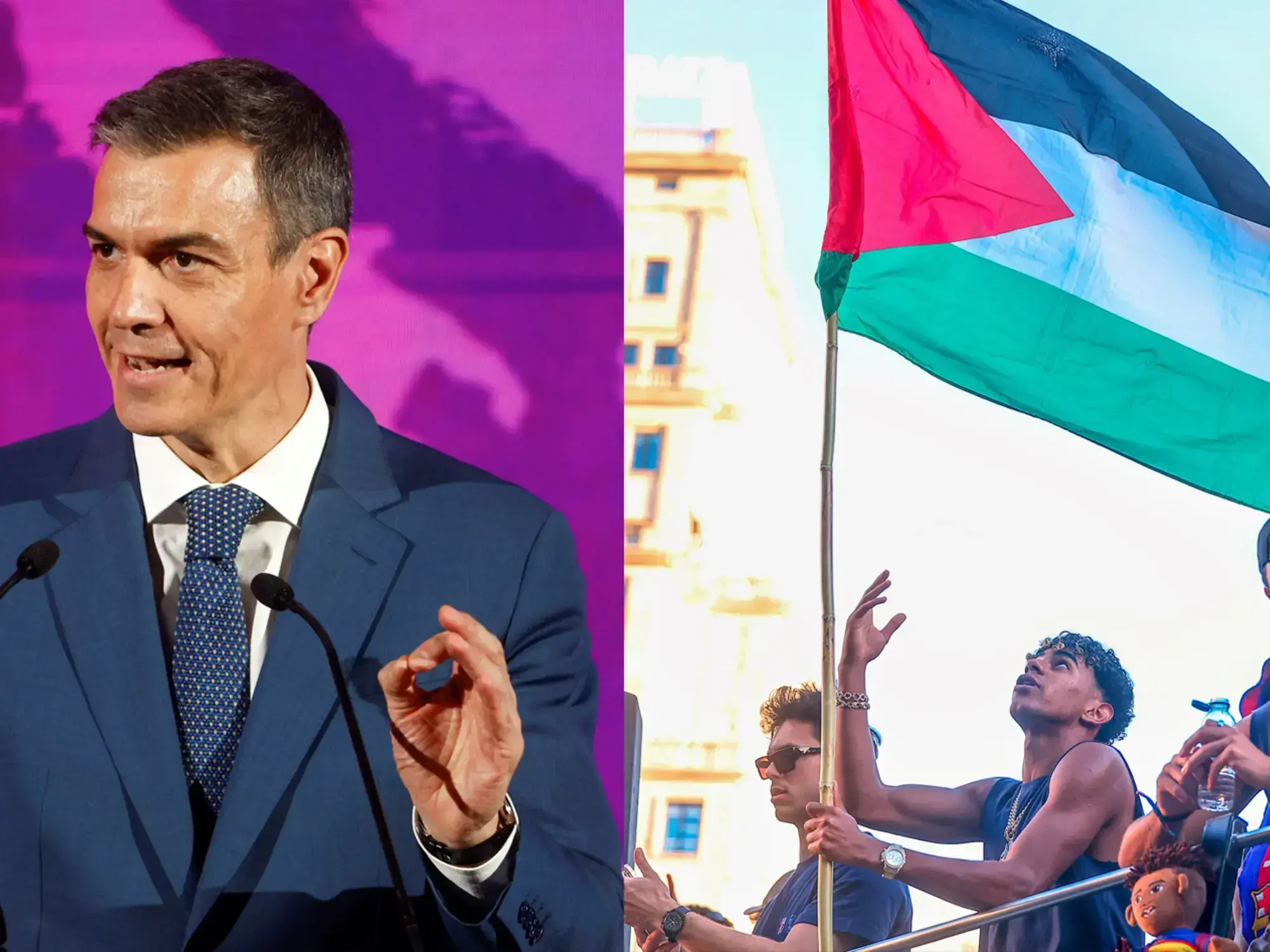 El festejo de Lamine Yamal con la bandera de Palestina