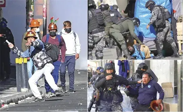 Enfrentamientos entre afiliados a Fedecomin y maestros rurales con la Policía en La Paz.