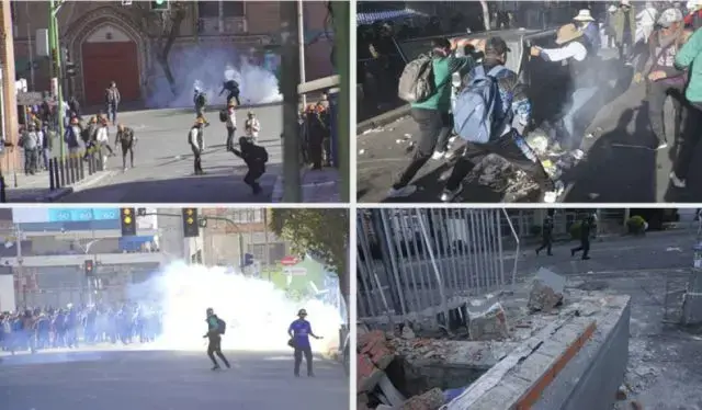 Imágenes de los hechos violentos registrados este jueves en la sede del Gobierno.