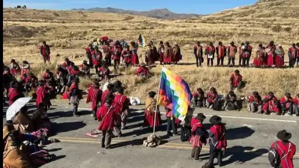 Un bloqueo de carreteras en el altiplano.