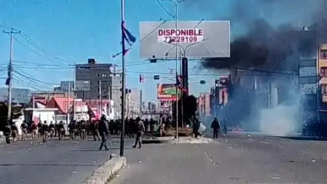 Un punto de bloqueo en La Paz