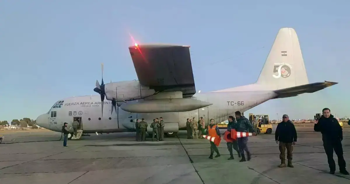 Avión argentino que trasladó pollo.
